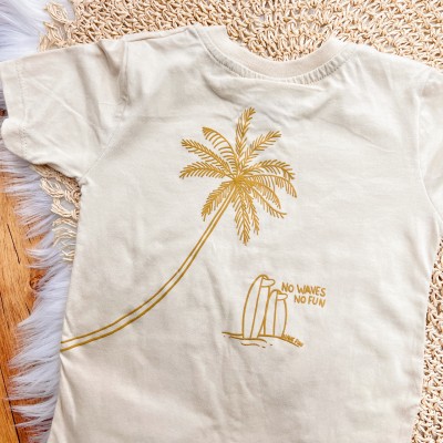 Conj. Camiseta Surf Riders e Bermuda em Sarja - Areia e Mostarda